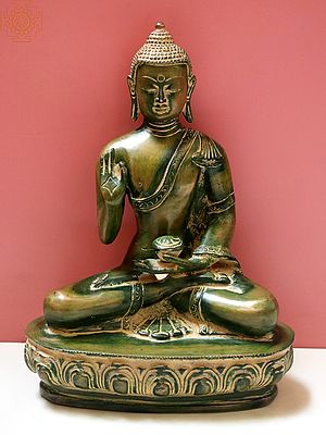 9" Tibetan Buddhist Lord Buddha in Multi Hue In Brass