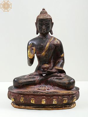 9" Tibetan Buddhist Lord Buddha in Multi Hue In Brass