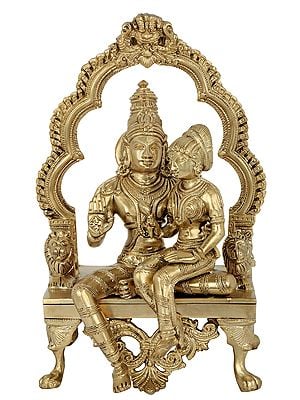 11" Vishnu-Lakshmi Seated On A Hoysala Throne