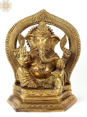 12" The Royal Grandeur of King Ganesha In Brass | Handmade | Made In India