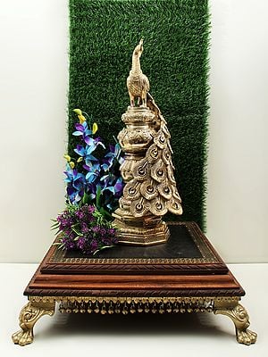 20" Decorative Brass Peacock Showpiece