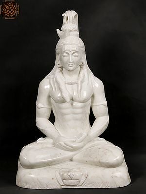 26" Lord Shiva in Meditaion | Handmade | White Marble Shiva Statue | Shiva | Shankara | Rudra