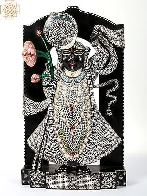 18" Shri Krishna as Shrinath Ji | Black Marble Statue