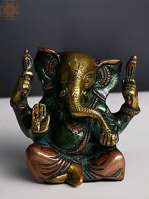 3" Small Brass Lord Ganesha Statue