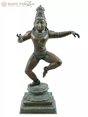 23" Superfine Dancing Krishna | Handmade | Madhuchista Vidhana (Lost-Wax) | Panchaloha Bronze from Swamimalai
