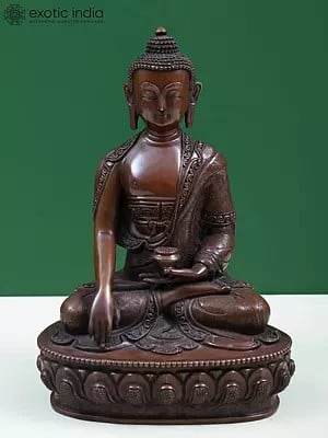 8" Copper Bhumisparsha Gautam Buddha Copper Sculpture