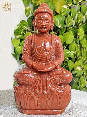 12" Lord Buddha Stone Statue in Red Aventurine