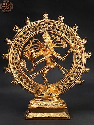 8" Nataraja Brass Sculpture (Gold Plated)
