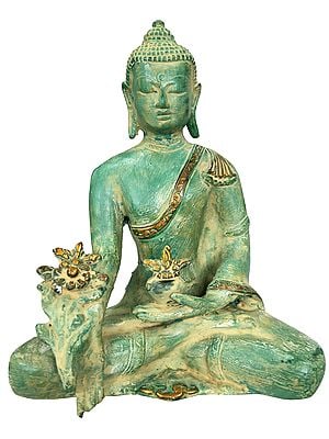 7" Tibetan Buddhist Deity Medicine Buddha | Brass | Handmade