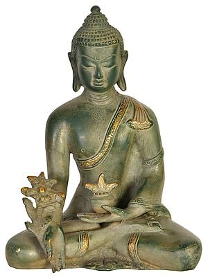 7" Tibetan Buddhist Deity Medicine Buddha Brass Statue | Handmade