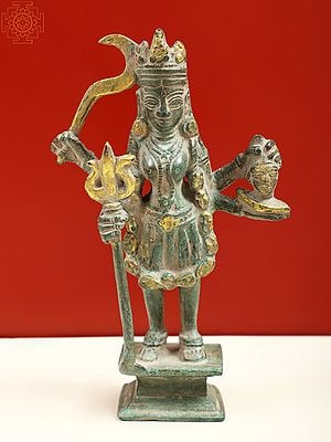 7" Goddess Kali Brass Sculpture