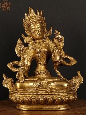 5" Tibetan Buddhist Goddess White Tara in Brass | Handmade | Made In India
