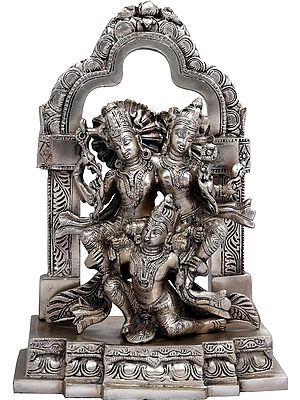 12" Lakshmi-Narayana on Garuda | Indian Handcrafted Brass Idols