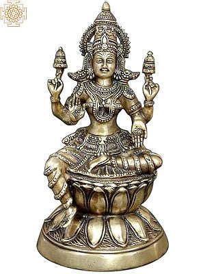 15" Goddess Lakshmi In Brass | Handmade | Made In India