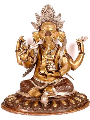 17" Lord Ganesha In Brass | Handmade | Made In India
