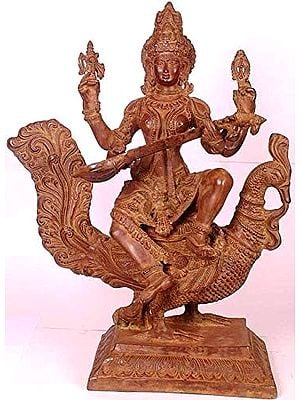 29" Large Size Hansarooda Veena- vadini (A Masterpiece) In Brass | Handmade | Made In India
