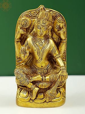 4" Small Brass Lord Vishnu Sculpture