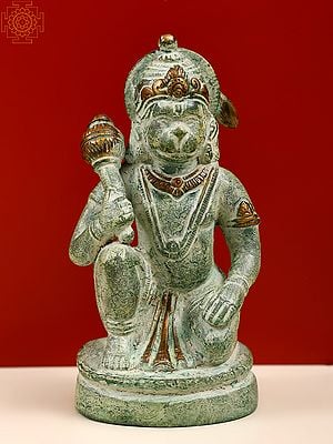 5" Seated Hanuman Sculpture in Brass | Handmade | Made in India