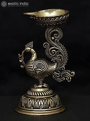 5" Small Superfine Peacock Diya in Brass