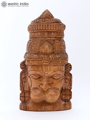 18" Lord Hanuman Wall Hanging Head | Wood Carving