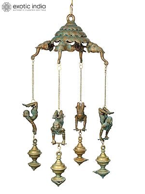 42" Elephant Design Hanging Ladies Lamp in Bronze