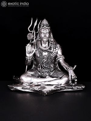 Small Superfine Blessing Lord Shiva | Silver Plated Brass Statue | Multiple Sizes