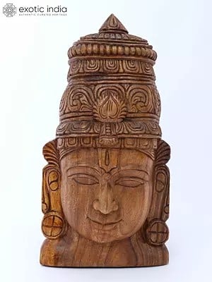 18" Lord Vishnu Wall Hanging Head | Wood Carving