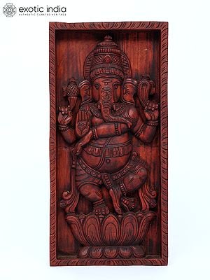 24" Nritya Ganapati | Wall Hanging Wood Panel