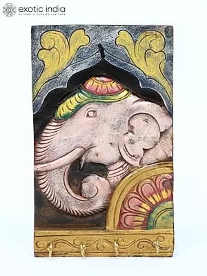 10" Wall Hanging Elephant Wall Panel with Hooks