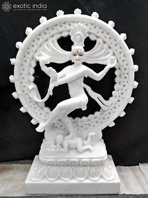 30" Lord Shiva As Nataraja Vietnam Marble Idol | Hand Carved Statue