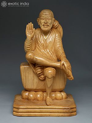 12" Blessing Sai Baba | Wood Carving