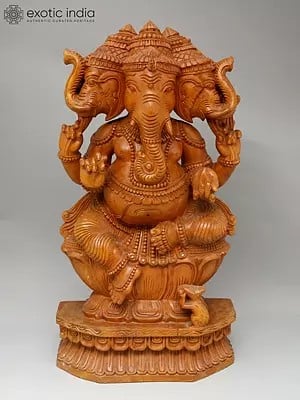 24" Three Headed Sitting Lord Ganesha