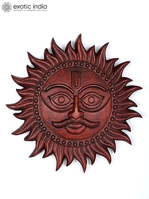 12" Surya Dev Wall Hanging in Wood