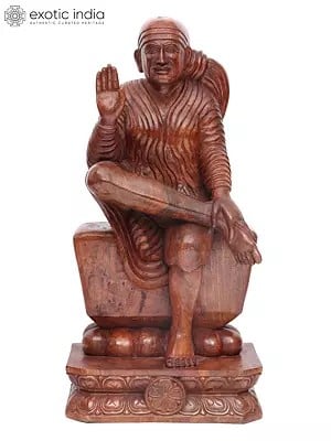 36" Blessing Sai Baba | Wood Carving