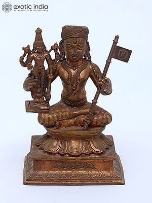 4" Small Ramanujacharya with Lord Vishnu | Bronze Statue