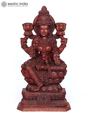 62" Large Four Armed Blessing Goddess Lakshmi | Wood Carving