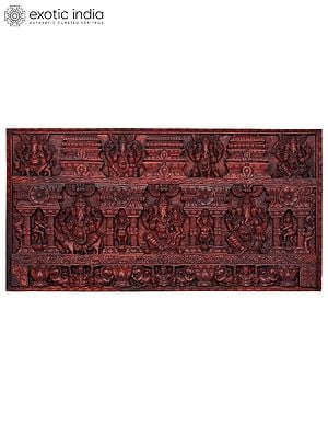 72" Large Bhagawan Ganesha Panel | Wood Carving