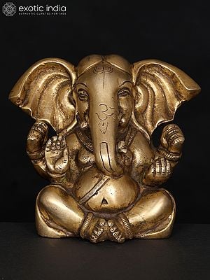 5" Small Large Ears Blessing Lord Ganesha | Brass Statue