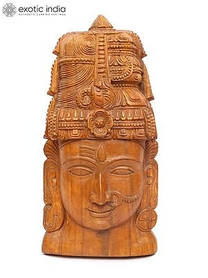 24" Ardhanarishvara Wall Hanging Head | Wood Carving