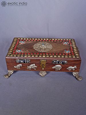 3" Wood Jewelry Box Decorated With Inlay Work | Handmade