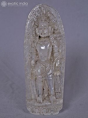 9" Standing Crystal Lord Lokeshvara Statue From Nepal