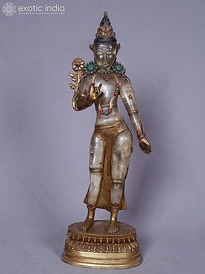 19" Crystal Standing Lord Lokeshvara Statue From Nepal | Handmade