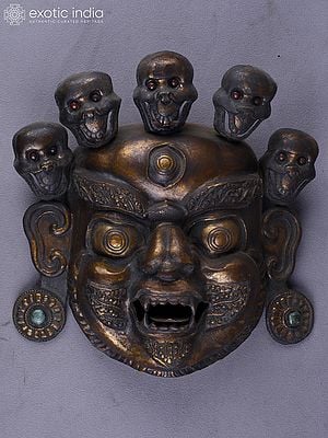 12" Bhairava Mask In Copper Wall Hanging | Handmade