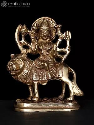 4" Small Sherawali Maa (Goddess Durga) | Brass Statue