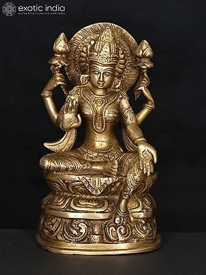 8" Four Armed Blessing Goddess Lakshmi | Brass Statue