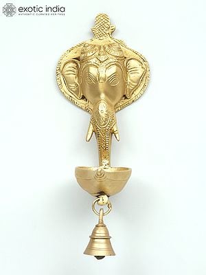 10" Lord Ganesha Wall Hanging Diya with Bell