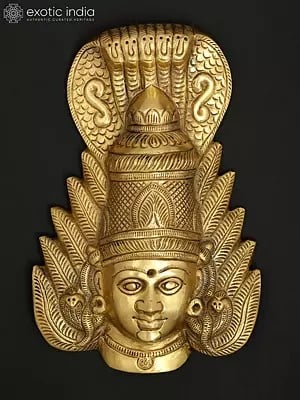 Goddess Mariamman Wall Hanging Mask in Brass (Multiple Sizes)