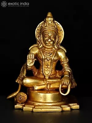 5" Small Lord Hanuman in Blessing Gesture | Brass Statue