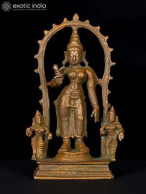 3" Small Standing Goddess Parvati | Bronze Statue