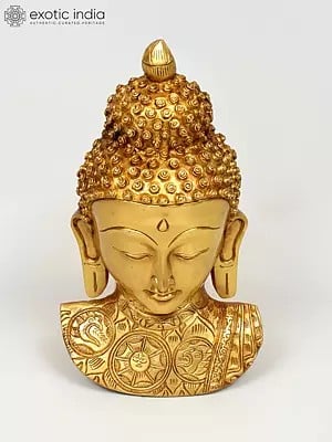 11" Wall Hanging Buddha Bust | Brass Statue